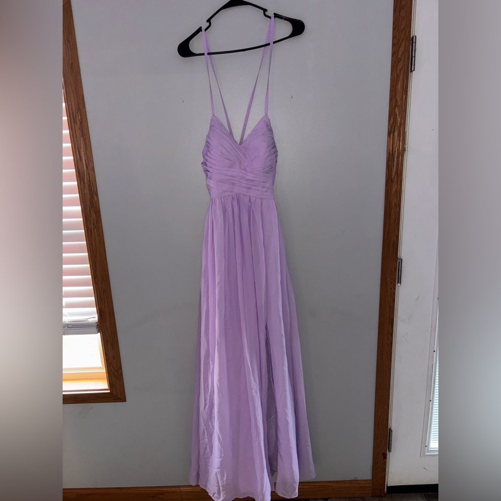 Lavender Spaghetti-Strap Maxi Dress with Ruched Bodice